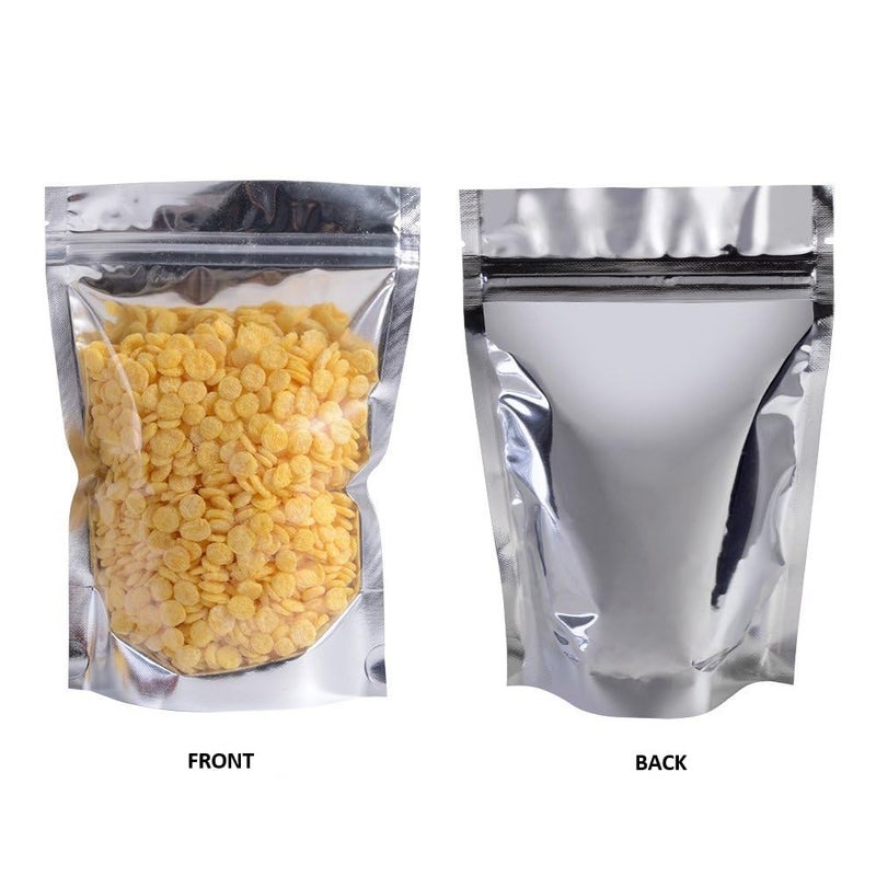 TRAGO Aluminium Foil Food Bags 100 Count Zip Lock Food Storage Stand Up Pouches with Clear Front - Image 2